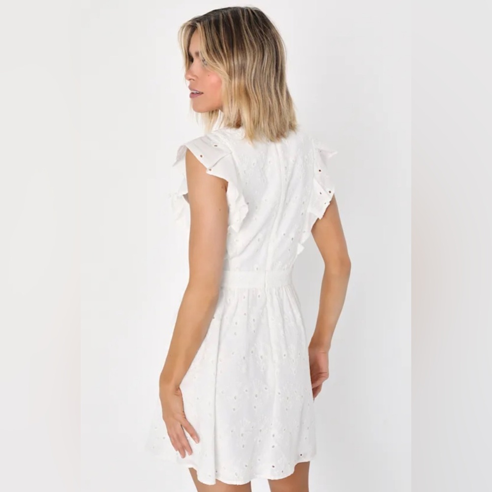 Lulu's White Ruffle Mini Dress - Picture 3 of 5